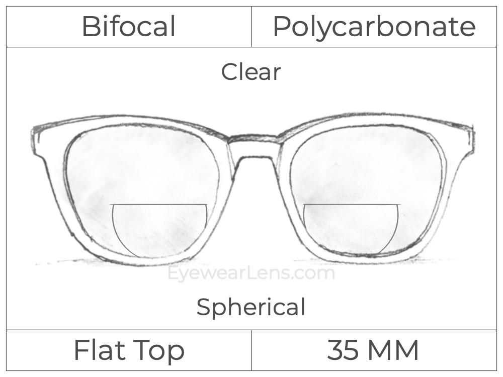 Bifocal - Flat Top 35 - Polycarbonate - Spherical - Clear