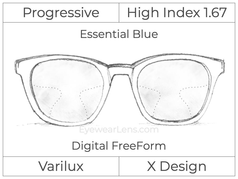 Progressive - Varilux - X Design - Digital FreeForm - High Index 1.67 - Smart Blue Filter