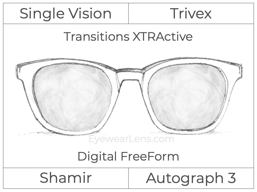 Single Vision - Trivex - Shamir Autograph 3 - Digital FreeForm - Transitions XTRActive - Aspheric