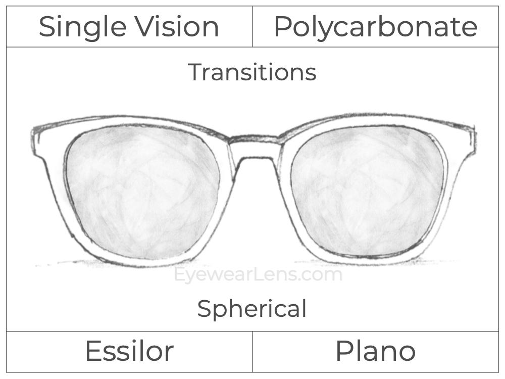 Single Vision - Polycarbonate - Transitions Signature - Spherical - Non-Prescription