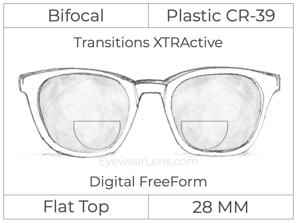 Bifocal - Flat Top 28 - Plastic - Digital - Transitions XTRActive