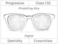 Progressive - CrownView Digital - Glass - Index 1.52 - Photochromic