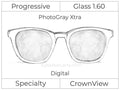Progressive - CrownView Digital - Glass - High Index 1.60 - Photochromic
