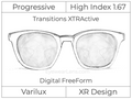 Progressive - Varilux - XR Design - Digital - High Index 1.67 - Transitions XTRActive