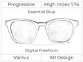 Progressive - Varilux - XR Design - Digital - High Index 1.74 - Smart Blue Filter