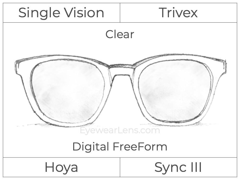 Single Vision - Trivex - Hoya Sync III - Digital - Clear