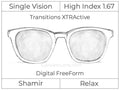 Single Vision - High Index 1.67 - Shamir Relax - Digital - Transitions XTRActive - Aspheric