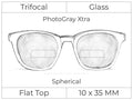 Trifocal - Flat Top 10X35 - Glass - Spherical - PhotoGray Xtra
