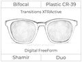 Bifocal - Shamir Duo - Plastic - Digital FreeForm - Transitions XTRActive