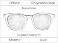 Bifocal - Shamir Duo - Polycarbonate - Digital FreeForm - Transitions Signature