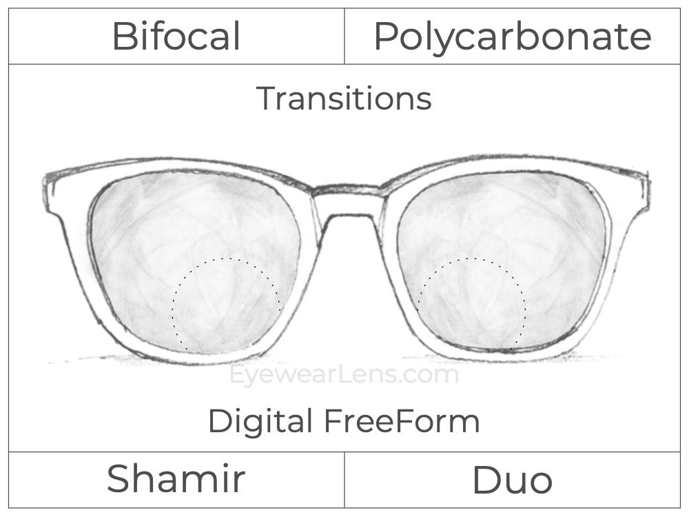 Bifocal - Shamir Duo - Polycarbonate - Digital FreeForm - Transitions Signature