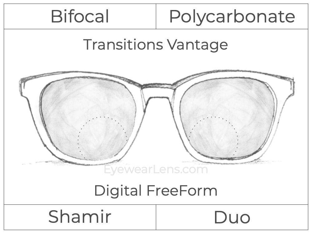 Bifocal - Shamir Duo - Polycarbonate - Digital FreeForm - Transitions Vantage