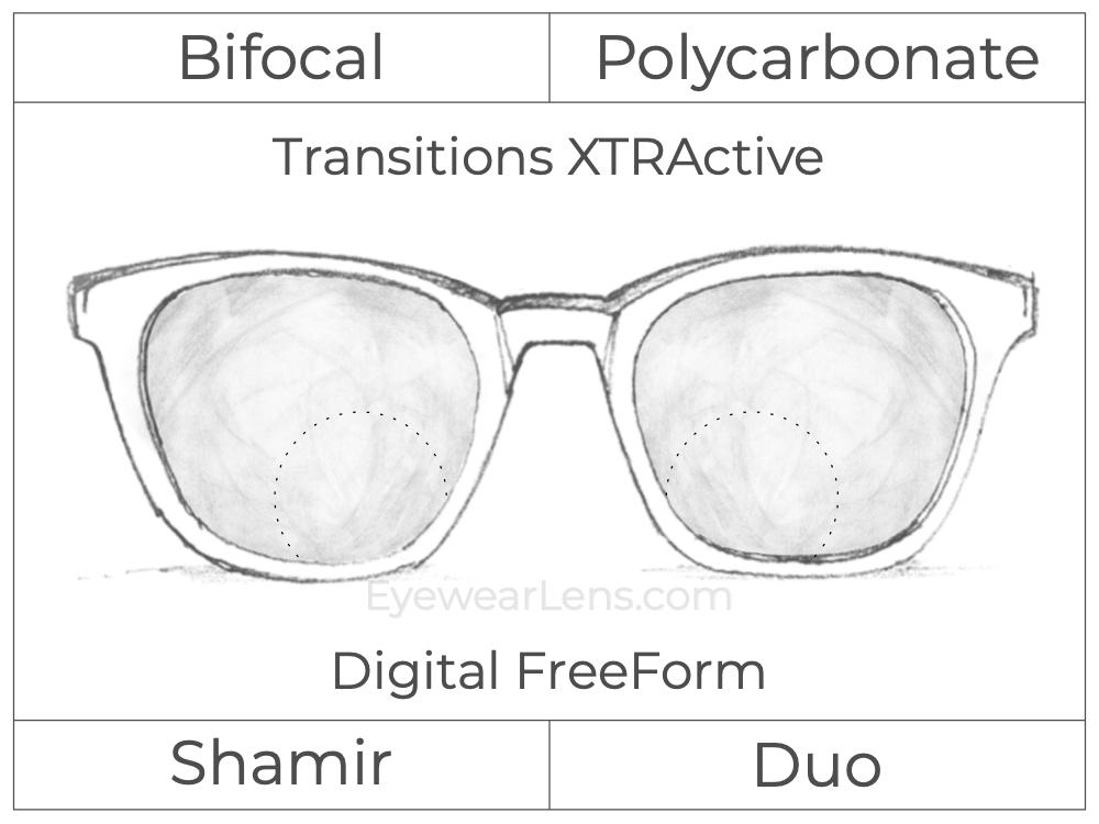 Bifocal - Shamir Duo - Polycarbonate - Digital FreeForm - Transitions XTRActive