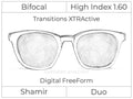 Bifocal - Shamir Duo - High Index 1.60 - Digital FreeForm - Transitions XTRActive