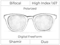 Bifocal - Shamir Duo - High Index 1.67 - Digital FreeForm - Polarized