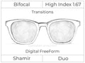 Bifocal - Shamir Duo - High Index 1.67 - Digital FreeForm - Transitions Signature