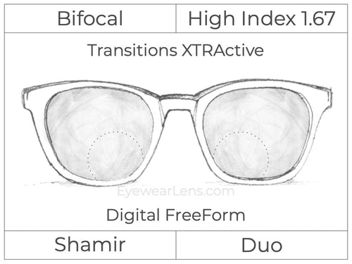 Bifocal - Shamir Duo - High Index 1.67 - Digital FreeForm - Transitions XTRActive