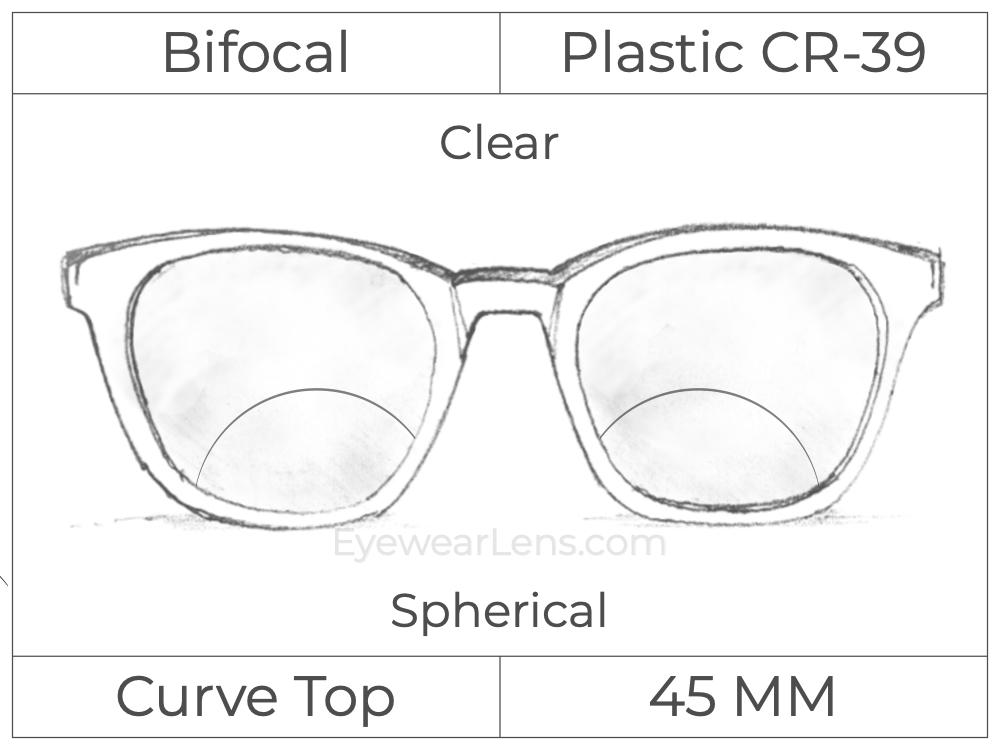 Bifocal - Curve Top - Ultex 45 - Plastic - Spherical - Clear