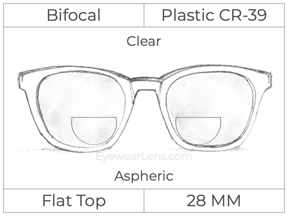 Bifocal - Flat Top 28 - Plastic - Aspheric - Clear