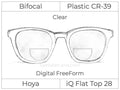 Bifocal - Flat Top 28 - Plastic - Hoya IQ - Digital FreeForm - Clear