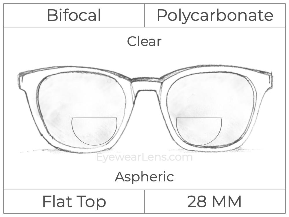 Bifocal - Flat Top 28 - Polycarbonate - Aspheric - Clear