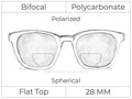 Bifocal - Flat Top 28 - Polycarbonate - Spherical - Polarized