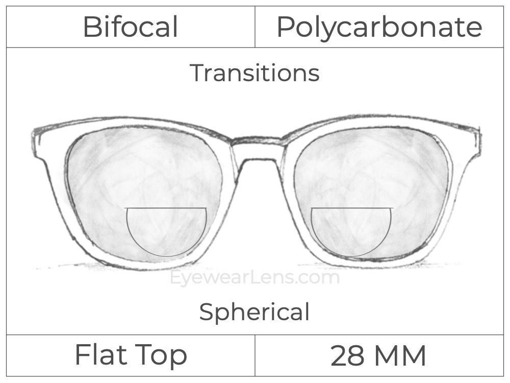Bifocal - Flat Top 28 - Polycarbonate - Spherical - Transitions Signature
