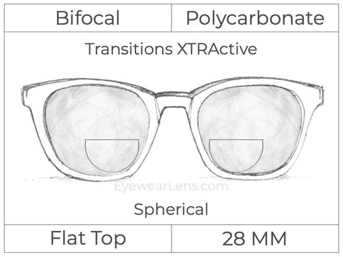 Bifocal - Flat Top 28 - Polycarbonate - Spherical - Transitions XTRActive