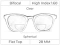 Bifocal - Flat Top 28 - High Index 1.60 - Spherical - Clear