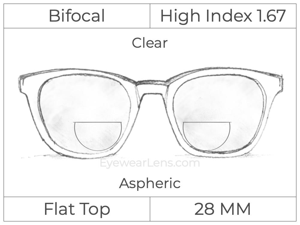 Bifocal - Flat Top 28 - High Index 1.67 - Aspheric - Clear