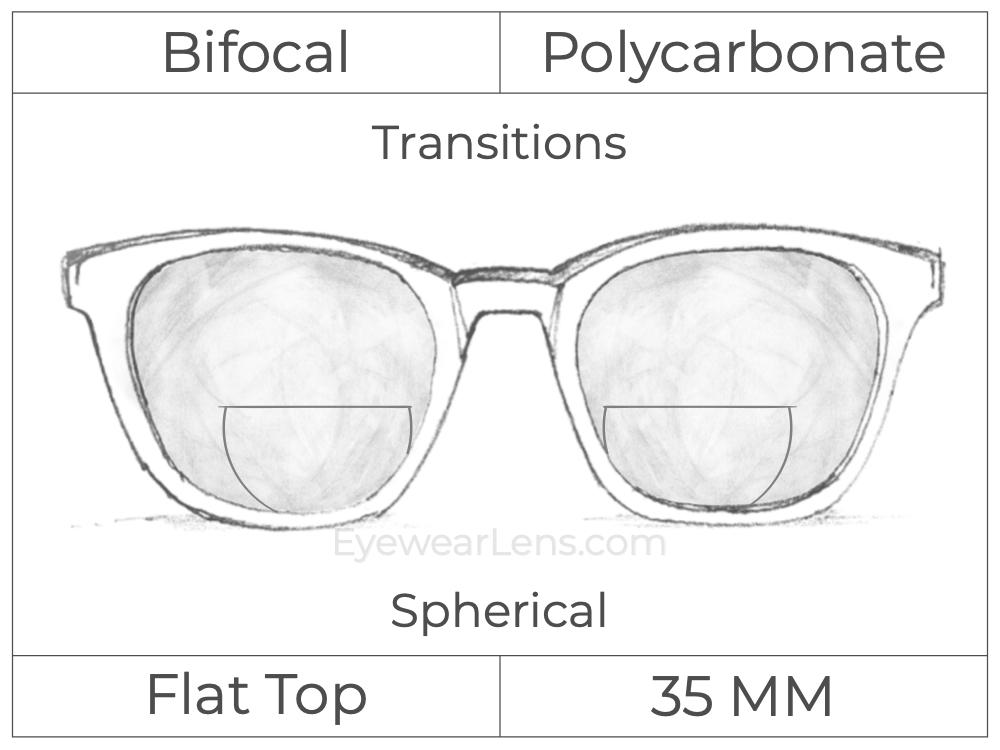 Bifocal - Flat Top 35 - Polycarbonate - Spherical - Transitions Signature