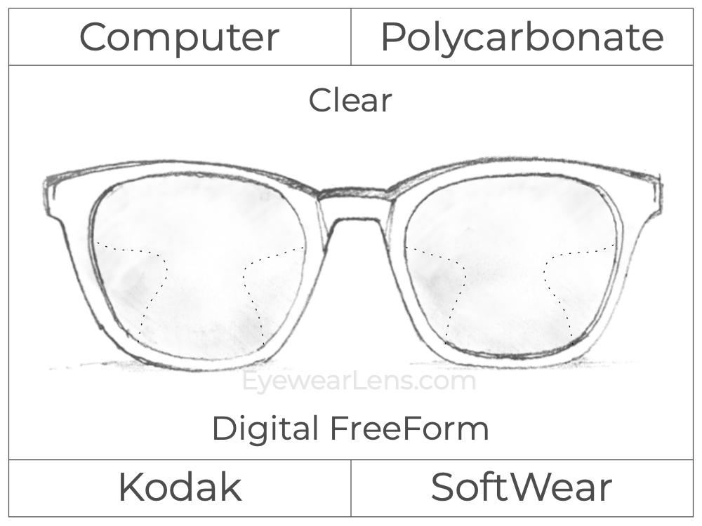 Computer Progressive - Kodak - SoftWear - Digital FreeForm - Polycarbonate - Clear