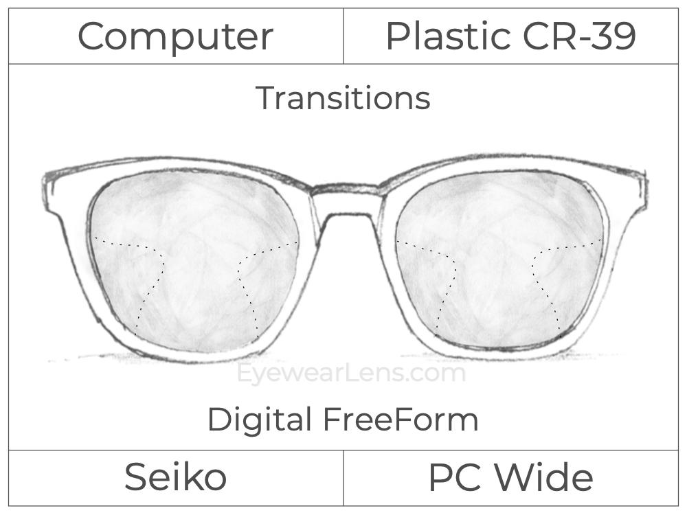 Computer Progressive - Seiko - PC Wide - Digital FreeForm - Plastic - Transitions Signature