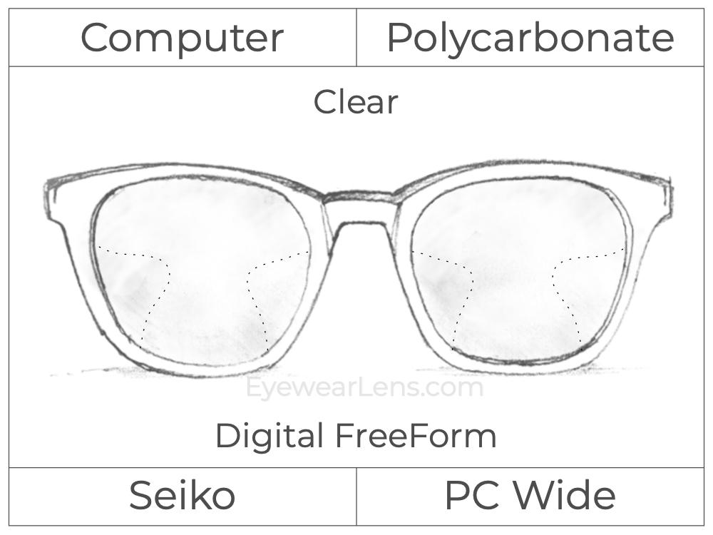 Computer Progressive - Seiko - PC Wide - Digital FreeForm - Polycarbonate - Clear
