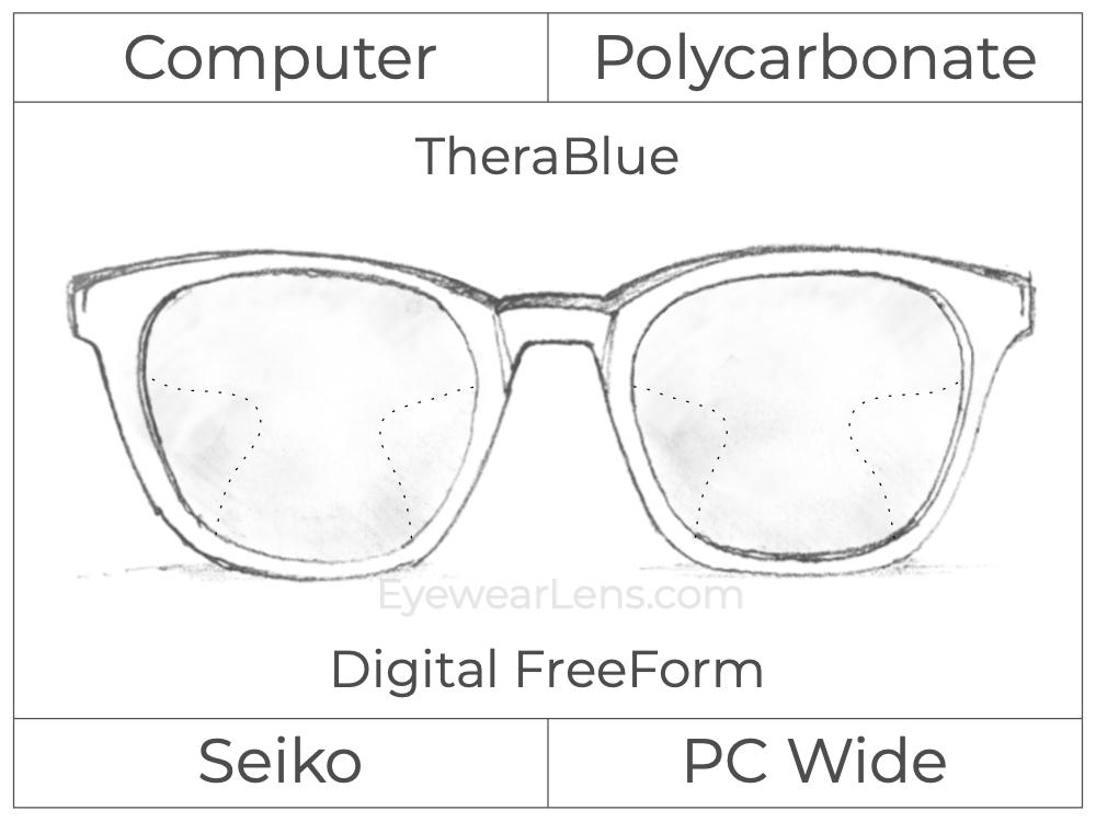 Computer Progressive - Seiko - PC Wide - Digital FreeForm - Polycarbonate - TheraBlue