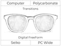Computer Progressive - Seiko - PC Wide - Digital FreeForm - Polycarbonate - Transitions Signature