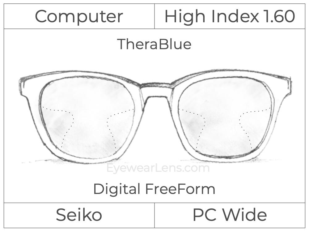 Computer Progressive - Seiko - PC Wide - Digital FreeForm - High Index 1.60 - TheraBlue