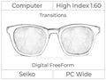Computer Progressive - Seiko - PC Wide - Digital FreeForm - High Index 1.60 - Transitions Signature