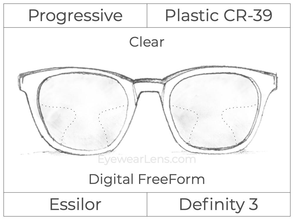 Progressive - Essilor - Definity 3 Plus - Digital FreeForm - Plastic - Clear