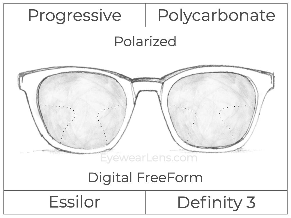Progressive - Essilor - Definity 3 Plus - Digital FreeForm - Polycarbonate - Polarized