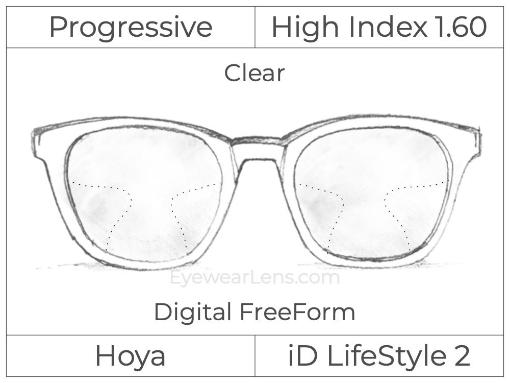 Progressive - Hoya - ID LifeStyle 2 - Digital FreeForm - High Index 1.60 - Clear
