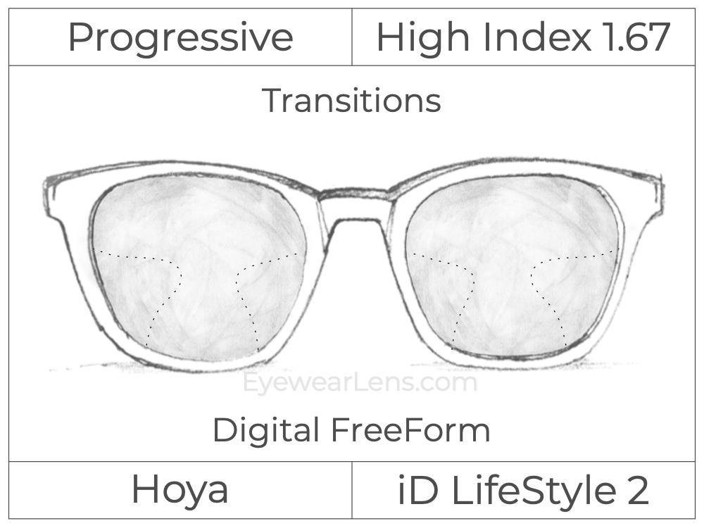 Progressive - Hoya - ID LifeStyle 2 - Digital FreeForm - High Index 1.67 - Transitions Signature