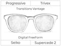 Progressive - Seiko - Supercede 2 - Digital FreeForm - Trivex - Transitions Vantage