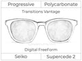 Progressive - Seiko - Supercede 2 - Digital FreeForm - Polycarbonate - Transitions Vantage