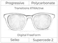 Progressive - Seiko - Supercede 2 - Digital FreeForm - Polycarbonate - Transitions XTRActive
