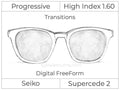 Progressive - Seiko - Supercede 2 - Digital FreeForm - High Index 1.60 - Transitions Signature