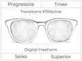 Progressive - Seiko - Superior - Digital FreeForm - Trivex - Transitions XTRActive