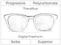 Progressive - Seiko - Superior - Digital FreeForm - Polycarbonate - TheraBlue