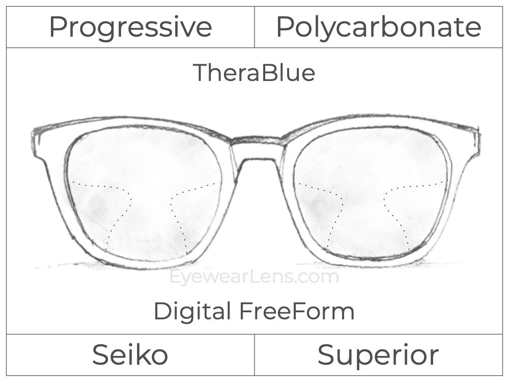 Progressive - Seiko - Superior - Digital FreeForm - Polycarbonate - TheraBlue