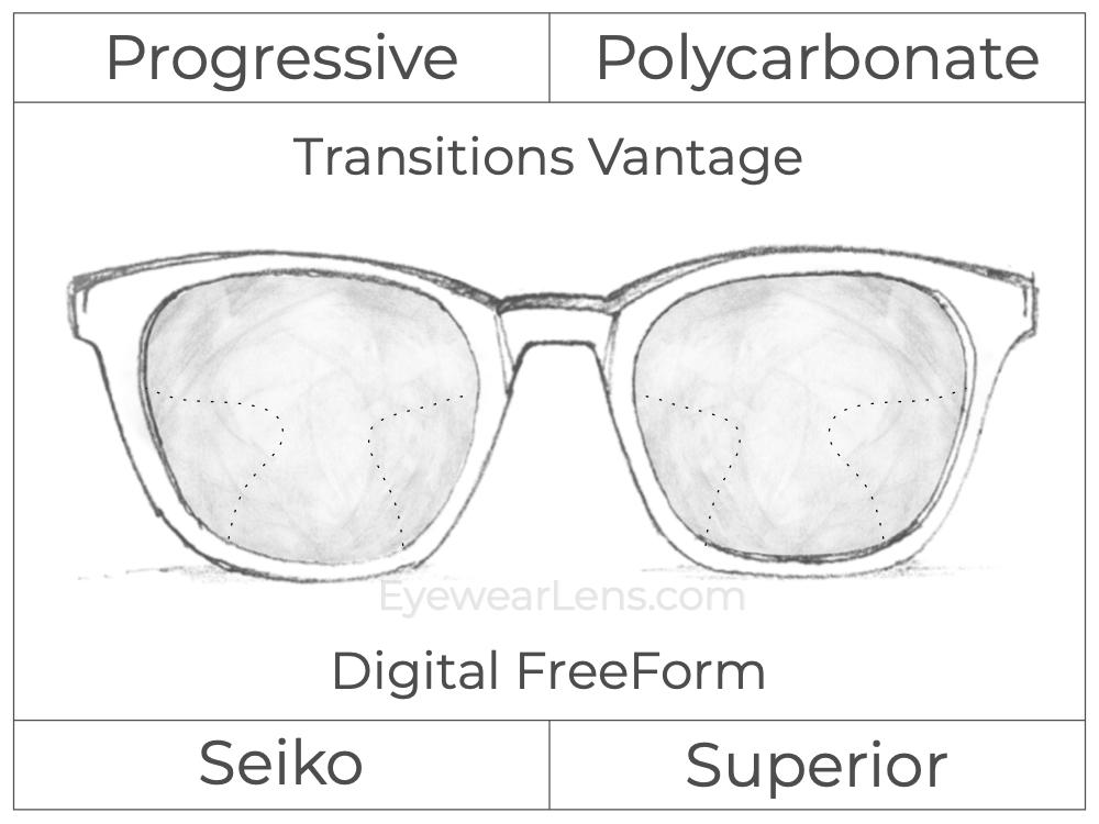 Progressive - Seiko - Superior - Digital FreeForm - Polycarbonate - Transitions Vantage